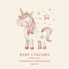 baby unicorn with stars on it's back ground