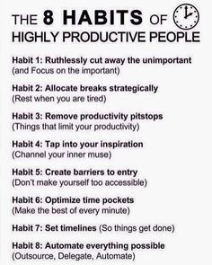 the eight habitts of highly prodictive people are shown in black and white