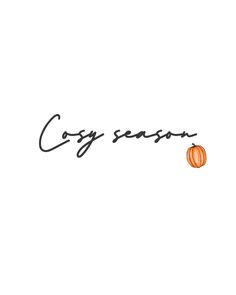 the word coy season written in cursive writing with an orange pumpkin on it