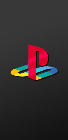 the playstation logo is shown on a black background with multicolored circles around it