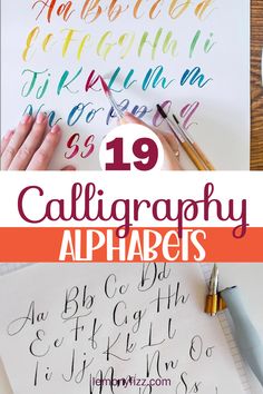 calligraphy alphabets with the title overlaying it