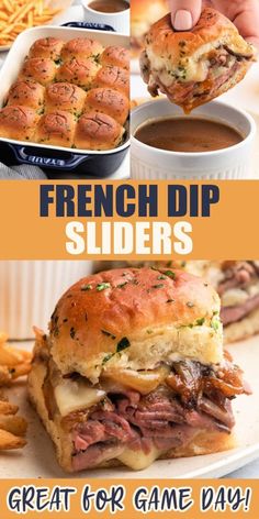 french dip sliders are the perfect appetizer for game day