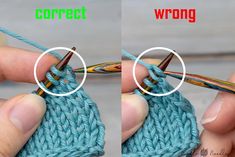 two pictures showing how to crochet the wrong way