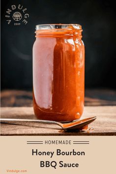 homemade honey bourbon bbq sauce in a jar