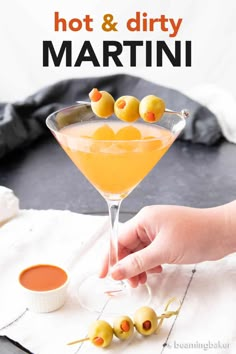 A truly hot and dirty martini! A spicy martini dirtied up with salty olive juice—the salty & spicy kick you've been looking for! | Recipe at BeamingBaker.com Spicy Martini, Best Dirty Martini Recipe, Pickle Martini Recipe, Dirty Martini Recipe, Martini Ingredients, Gf Food, Spicy Cocktail, Olive Juice, Olive Recipes