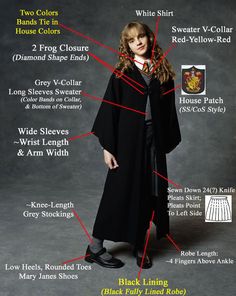 a woman in a harry potter costume posing for the camera with her hands on her hips