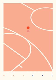 a minimalist style poster with an abstract basketball court and the word basket on it