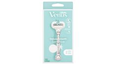 GILLETTE VENUS DELUXE SMOOTH SENSITIVE METAL HANDLE. 1 RAZOR - 2 CARTRIDGES. | Gillette Venus Womens Deluxe Smooth Sensitive Razor Handle and 2 Blade Refills | The Fresh Grocer Gillette Venus, Shaving