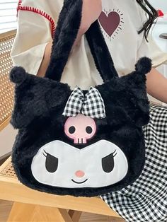 1Pc Cute Anime Plush Large Capacity Bowknot Shoulder Bag Fashion Crossbody Bag Cosmetic Handbag Cute Handbag Gift Hello Kittys Kuromis Cinnamorolls My Melodys Pochaccos Pom Pom Purins (Some Parts May Be Random) Multicolor    Polyester     Women Bags, size features are:Bust: ,Length: ,Sleeve Length: Sanrio Bag, Cinnamoroll Kuromi, Beg Tangan, Plush Bags, Kawaii Plush, Cute Handbags, My Melody, Christmas Bags, Womens Tote