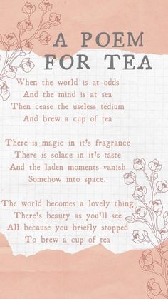 a poem for tea written on a piece of paper