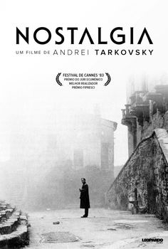 the movie poster for nostalgicia starring in black and white, with a man standing