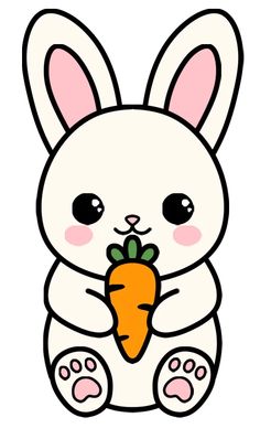 a cartoon bunny holding a carrot in its paws