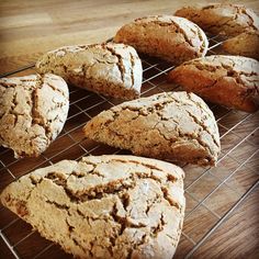 freshly baked cookies cooling on a wire rack