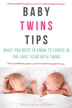 two baby twins laying on top of each other with the words, how to have your twin