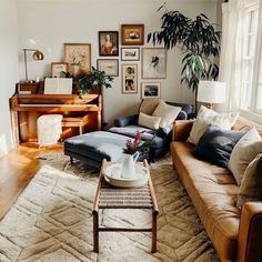 a living room filled with furniture and a piano