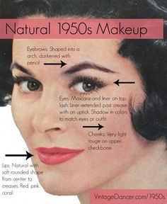 1950's Makeup, 1950s Beauty, Make Up Guide