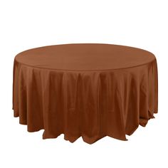 a round table covered in brown cloth