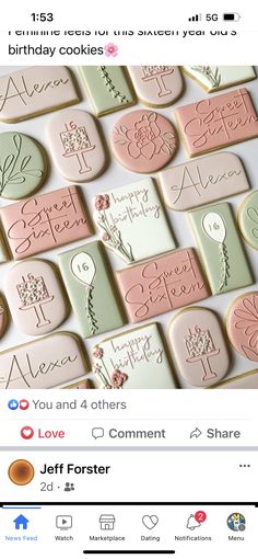 an image of cookies on facebook with the message happy birthday to you and other friends