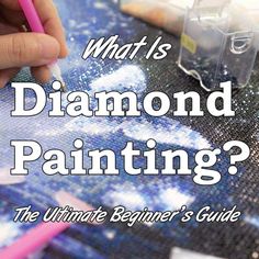 the cover of what is diamond painting?, with a hand holding a pink pencil