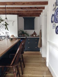 the kitchen is clean and ready to be used as a dining room or living room