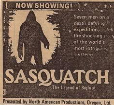 an old newspaper advertisement for sasquatch