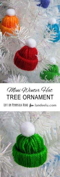 Make Mini Winter Hats to hang on your Christmas tree. Christmas Tree Ornaments To Make, Camping Decorations, Christmas Camping, Cheap Christmas Diy, Ornaments Ideas, Diy Christmas Tree Ornaments, Diy Camping, Navidad Diy, A White Christmas