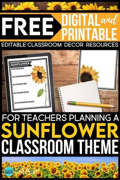 the sunflower classroom planner is on display