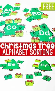 christmas tree alphabet sorting game with free printables