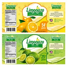 two packages of limoo juice with lemon slices