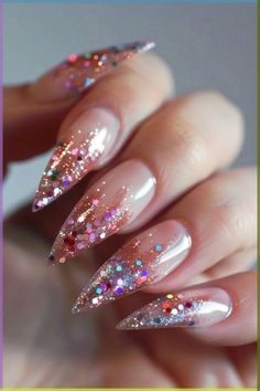 nail art Pink Nail Art Designs Glitter, Nail Art Glitter Designs, Gold Glitter Nail Designs, Glitter Sparkle Nails, Nail Glitter Design, Simple Glitter Nails, Glitter Nails Ideas, Nail Art Paillette, Glitter Nail Designs