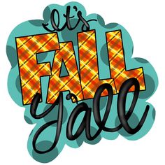 a poster that says it's fall sale next to a brick wall with an orange plaid