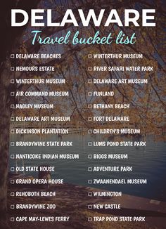 the delaware travel bucket list is shown