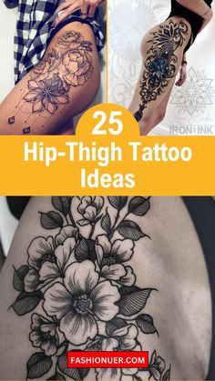 Looking for your next tattoo? Explore the top tattoo ideas for women with the latest 2024 trends! From delicate florals and intricate mandalas to bold geometric patterns and meaningful quotes, find the perfect ink to express your style. Click to get inspired by stunning designs and plan your next tattoo masterpiece! 💖 #TattooIdeas #FemaleTattoos #2024Trends 🌺✨ Hip To Thigh Tattoo, Outer Thigh Tattoos Women, Womens Thigh Tattoo Ideas, Women Thigh Tattoos Ideas Beautiful, Womens Thigh Tattoo, Flower Thigh Tattoos Women, Hip Thigh Tattoos Women, Side Thigh Tattoos Women Unique, Hips Tattoo Women Side