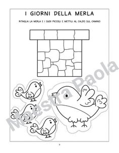 a coloring page with the words i giorni della mera and birds