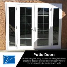 an advertisement for patio doors and windows