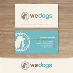 two business cards for we dogs with a dog's head on the front and back