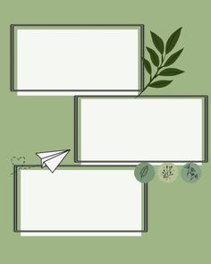 two frames with leaves and an envelope on them, one is blank for the text