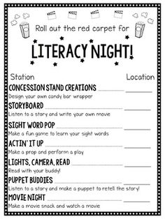 a black and white poster with the words library night written on it's side