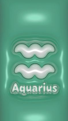 the aquarius logo is shown on a green background with white letters and wavy lines