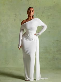 Elegant 2 Piece Outfit Classy, Slash Neck Dress, How To Style Mesh Dress, Unique Modest Dresses, All White Outfit Black Women Plus Size, White Mesh Outfit, White Dress Photoshoot Ideas, Classy Birthday Outfit Dresses, Engagement Dresses Ideas