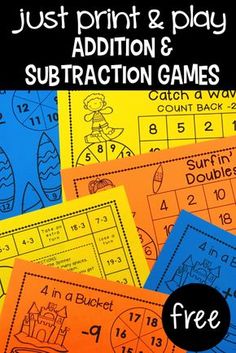 the addition and subtraction games for just print and play