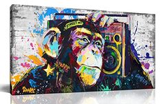 a painting of a monkey holding a boombox