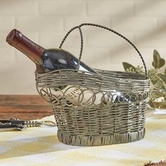 Wine Bottle Basket Bottle Caddy, Unique Gift Baskets, Wine Tasting Experience, Park Designs, Mirror Sign, Wine Bottle Holder, Tray Organization, Metal Baskets, Wine Collection