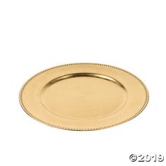 a gold plate on a white background