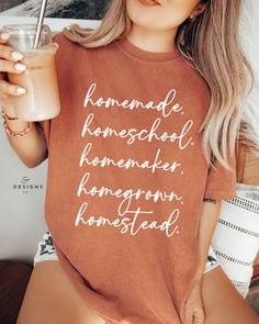 Gifts For Homeschool Moms, Homeschool Mom Outfits, Homestead Compound, Homestead Shirt, Homeschool Adventures, Crunchy Mom, Homeschool Shirts, Crunchy Moms, Gardening Shirts