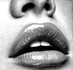 black and white photograph of woman's lips