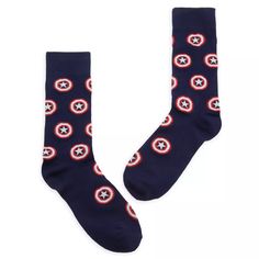 Captain America Socks for Adults | shopDisney America Outfit, Resort Logo, Marvel Merchandise, Black Widow Natasha, Captain America Shield, Super Soldier, Marvel Captain America, Spirit Jersey, Winter Outfits Men