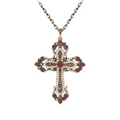 Gold Ornate Crystal Religious Cross Necklace Gold Ornate Crystal Religious Cross Necklace Antique gold fancy Cross with clear, red, and green crystals. This Cross is gorgeous! The Cross measures 3" with crystal bail. Antique gold chain measures 18" plus extension. Due to the many variations in monitors and browsers, color may appear different on different monitors Gold Ornate Crystal Religious Cross Necklace   Gold Ornate Crystal Religious Cross Necklace Antique gold fancy Cross with clear, red, Beeded Cross Necklace, Cross Necklace Victorian, Handmade Vintage Necklace With Cross Pendant, Antique Cross Necklace For Gift, Night Heart, Fancy Cross, Cross Necklace Gold, Religious Cross, Necklace Antique