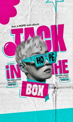 a poster with the words stick in the box on it's side and an image of a blonde haired boy wearing sunglasses