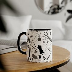 Embrace the artistry of sewing with this stylish mug adorned with intricate sewing tools, making it the perfect gift idea for any passionate seamstress or sewer who loves to sew. Whether sipping morning coffee or enjoying an evening tea, this charming mug celebrates the love for sewing, serving as a cherished companion for those who find joy in the delicate dance of thread and fabric. Choose your favorite color combination. Material: 100% ceramic One size: 11 oz (0.33 l) Scratch-resistant finish Gifts For Sewers, Machine Sewing, Gift Love, Find Joy, Sewing Gifts, Evening Tea, Sewing Tools, Mug Gift, Finding Joy